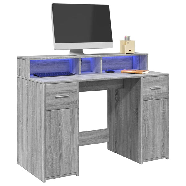 LED Schreibtisch Grau Sonoma 120cm
