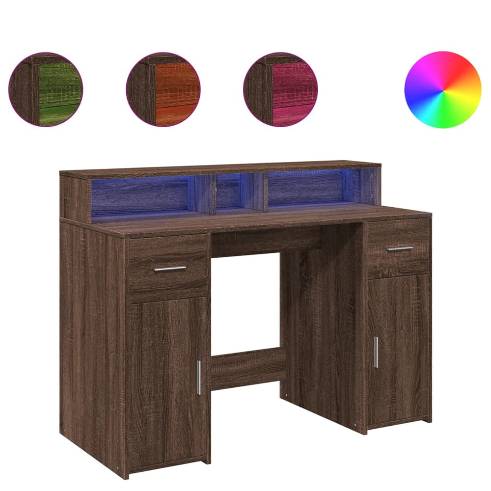 LED Schreibtisch Braun Eichen-Optik 120 cm