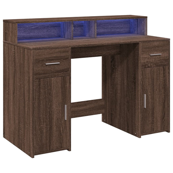 LED Schreibtisch Braun Eichen-Optik 120 cm