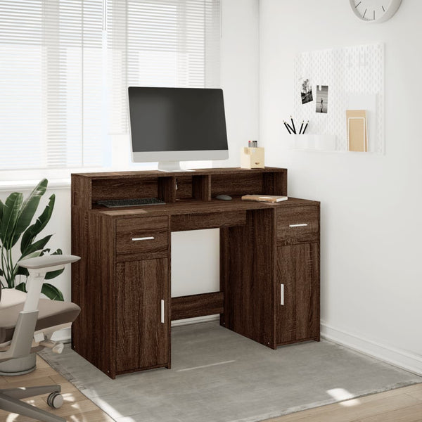 LED Schreibtisch Braun Eichen-Optik 120 cm