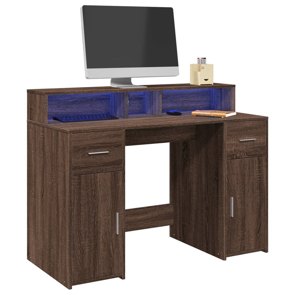 LED Schreibtisch Braun Eichen-Optik 120 cm