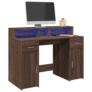 LED Schreibtisch Braun Eichen-Optik 120 cm