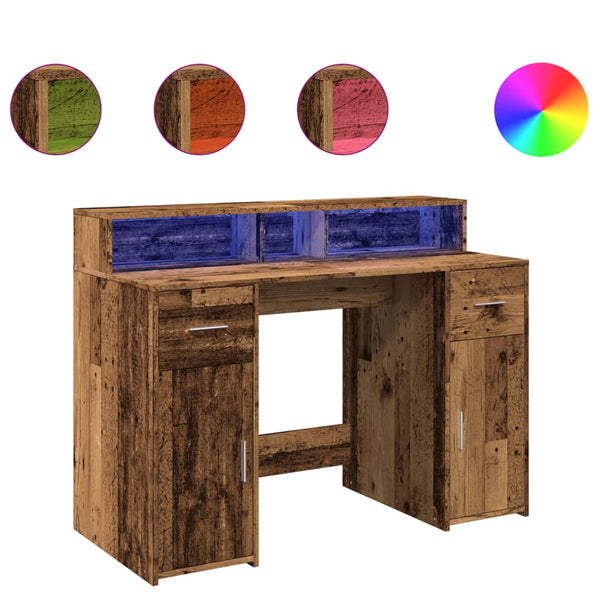LED-Schreibtisch Altholz-Optik 120 cm