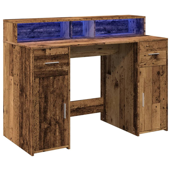 LED-Schreibtisch Altholz-Optik 120 cm