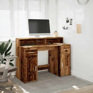 LED-Schreibtisch Altholz-Optik 120 cm