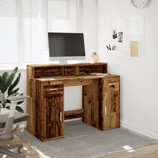 LED-Schreibtisch Altholz-Optik 120 cm