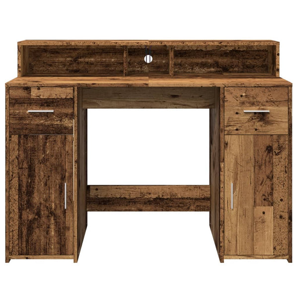 LED-Schreibtisch Altholz-Optik 120 cm