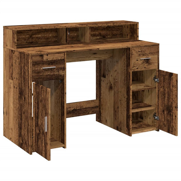 LED-Schreibtisch Altholz-Optik 120 cm