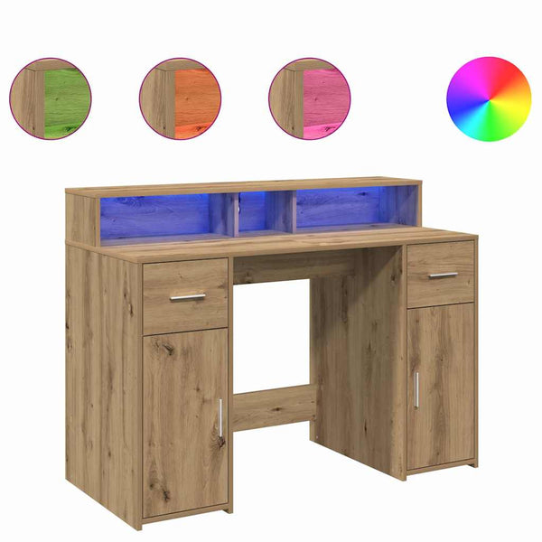 LED Schreibtisch Artisan Eiche 120 cm