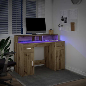 LED Schreibtisch Artisan Eiche 120 cm