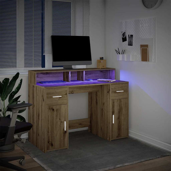 LED Schreibtisch Artisan Eiche 120 cm