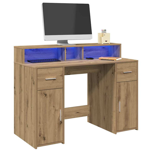LED Schreibtisch Artisan Eiche 120 cm