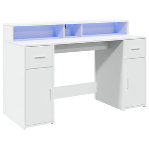 LED Schreibtisch Weiß 140 cm