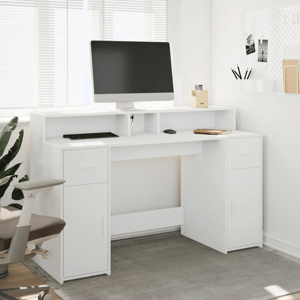 LED Schreibtisch Weiß 140 cm