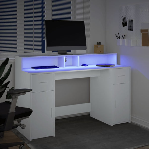 LED Schreibtisch Weiß 140 cm