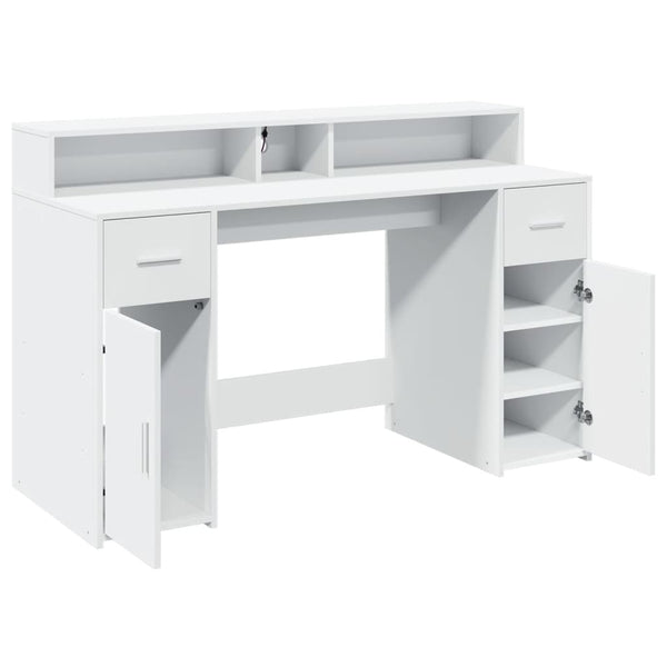 LED Schreibtisch Weiß 140 cm