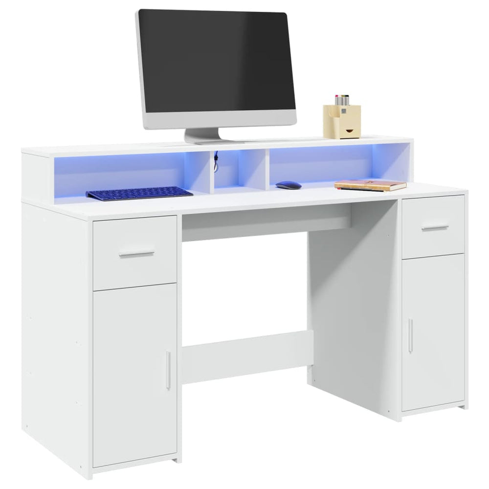 LED Schreibtisch Weiß 140 cm