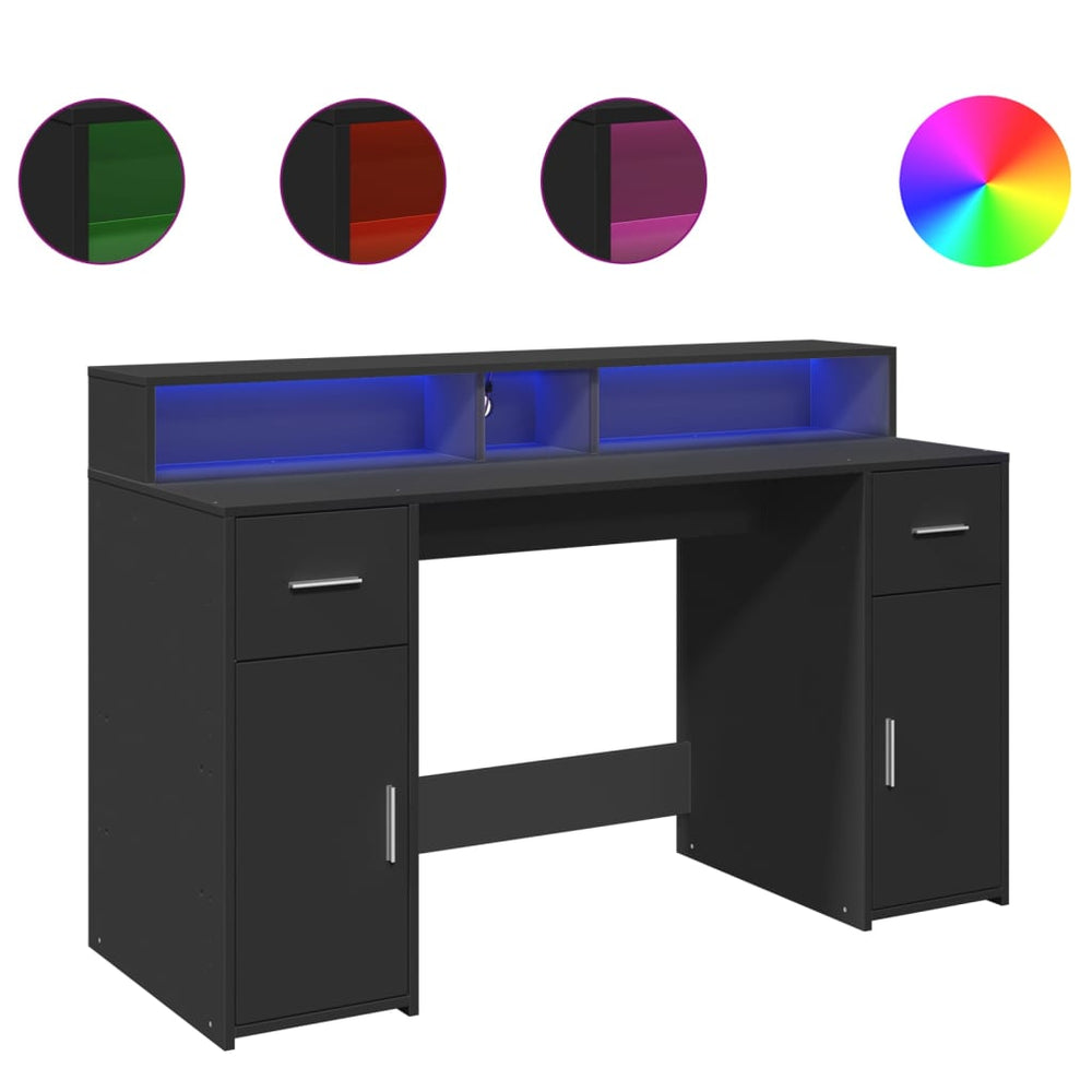 LED Schreibtisch Schwarz 140 cm