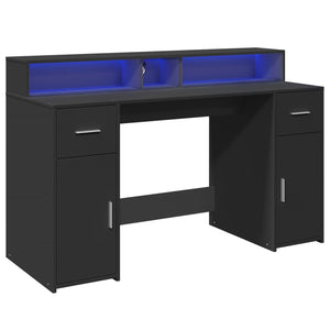 LED Schreibtisch Schwarz 140 cm