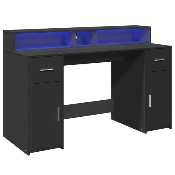 LED Schreibtisch Schwarz 140 cm