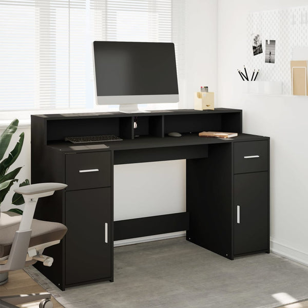 LED Schreibtisch Schwarz 140 cm
