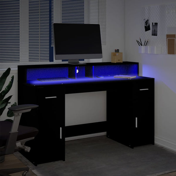 LED Schreibtisch Schwarz 140 cm
