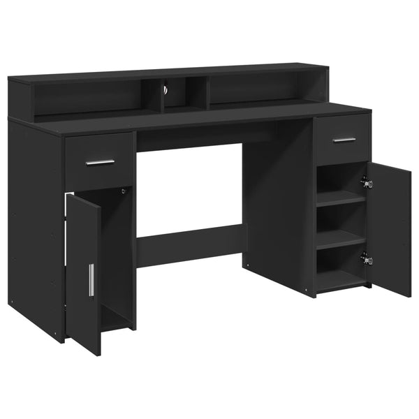 LED Schreibtisch Schwarz 140 cm