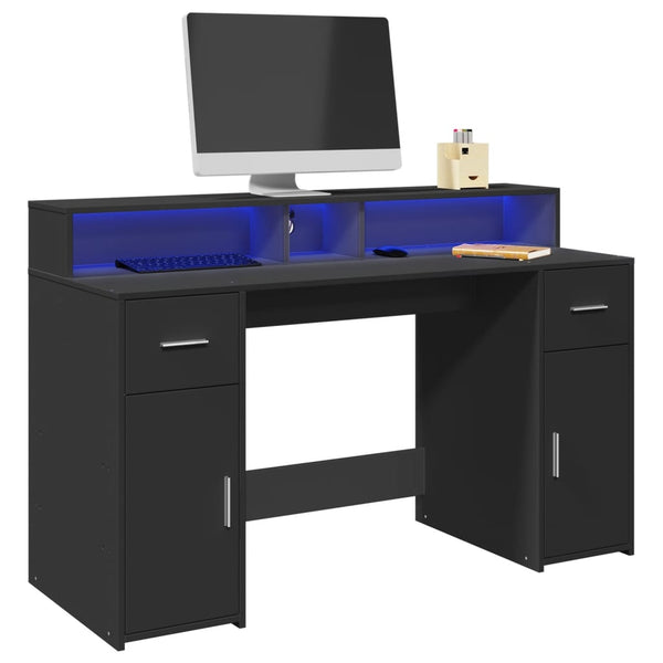 LED Schreibtisch Schwarz 140 cm
