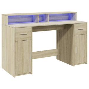 LED Schreibtisch Sonoma Eiche 140 cm