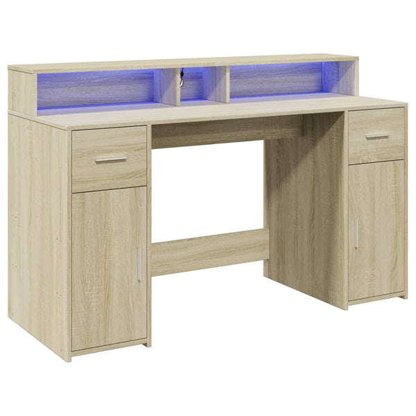 LED Schreibtisch Sonoma Eiche 140 cm