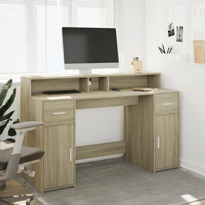 LED Schreibtisch Sonoma Eiche 140 cm