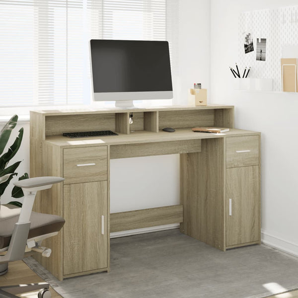 LED Schreibtisch Sonoma Eiche 140 cm
