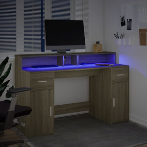 LED Schreibtisch Sonoma Eiche 140 cm