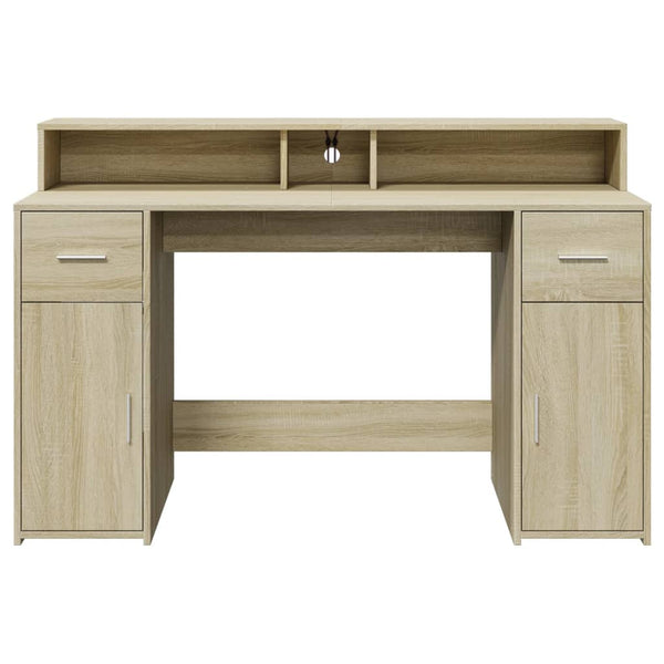 LED Schreibtisch Sonoma Eiche 140 cm