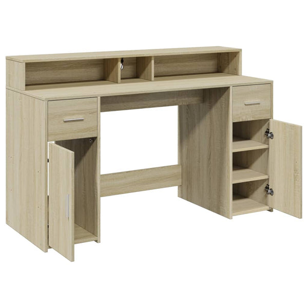 LED Schreibtisch Sonoma Eiche 140 cm