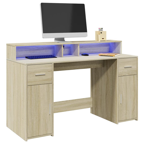 LED Schreibtisch Sonoma Eiche 140 cm