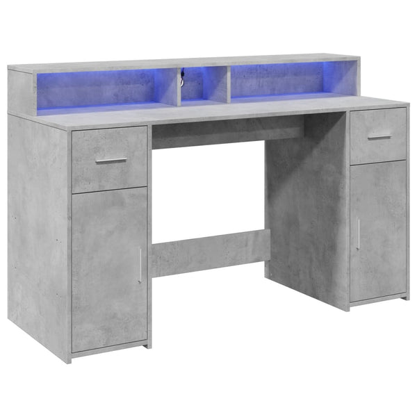 LED Schreibtisch Betongrau 140 cm