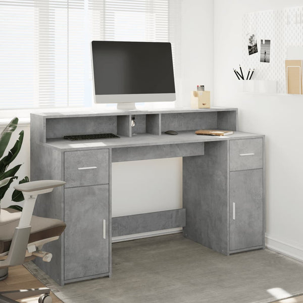 LED Schreibtisch Betongrau 140 cm
