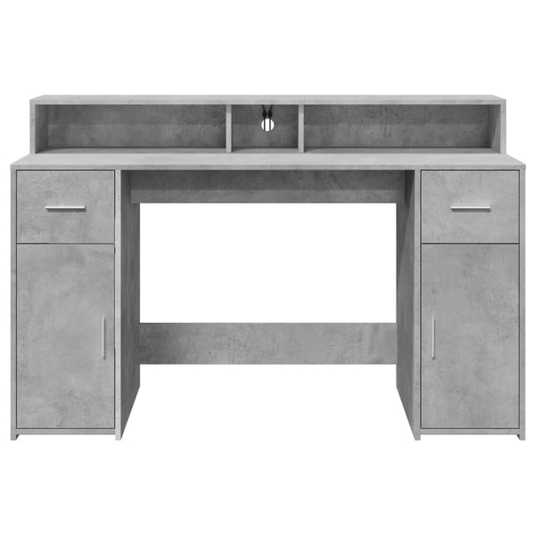 LED Schreibtisch Betongrau 140 cm