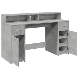 LED Schreibtisch Betongrau 140 cm