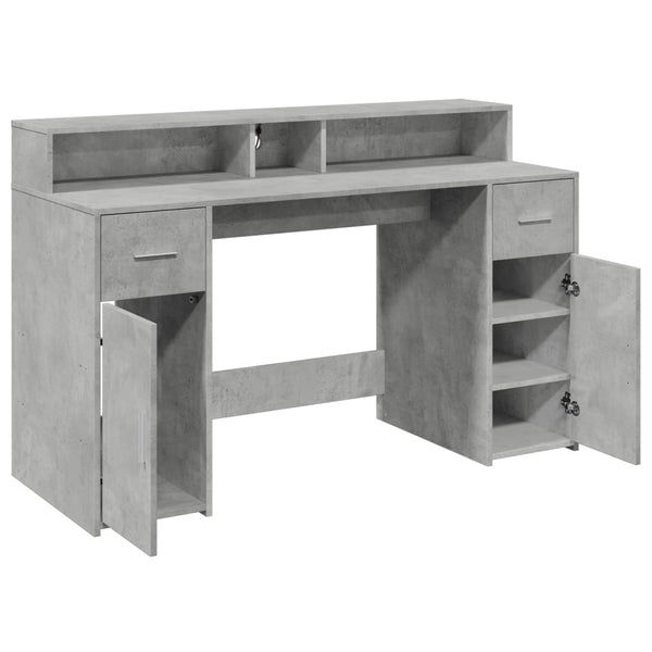 LED Schreibtisch Betongrau 140 cm