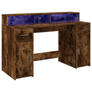 LED Schreibtisch Räuchereiche 140 cm