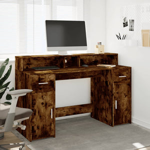 LED Schreibtisch Räuchereiche 140 cm
