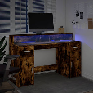 LED Schreibtisch Räuchereiche 140 cm