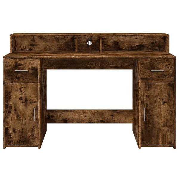 LED Schreibtisch Räuchereiche 140 cm