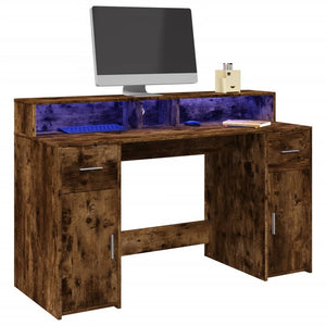 LED Schreibtisch Räuchereiche 140 cm
