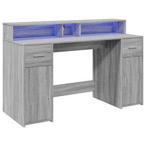 LED-Schreibtisch Grau Sonoma 140 cm