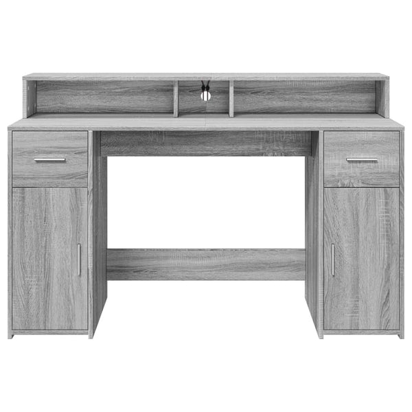 LED-Schreibtisch Grau Sonoma 140 cm