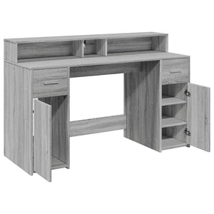 LED-Schreibtisch Grau Sonoma 140 cm