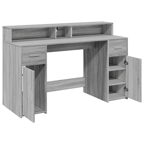 LED-Schreibtisch Grau Sonoma 140 cm